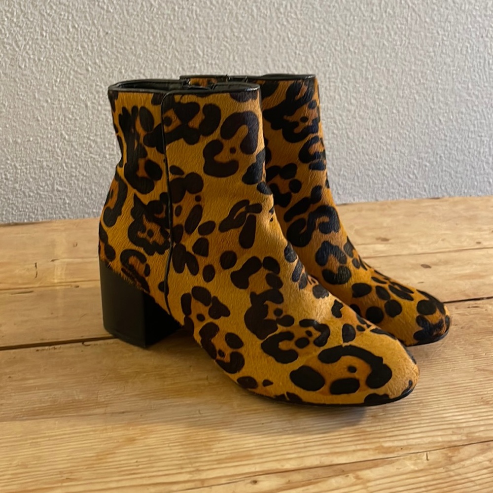 Leopard Fur Block-Heeled Boots